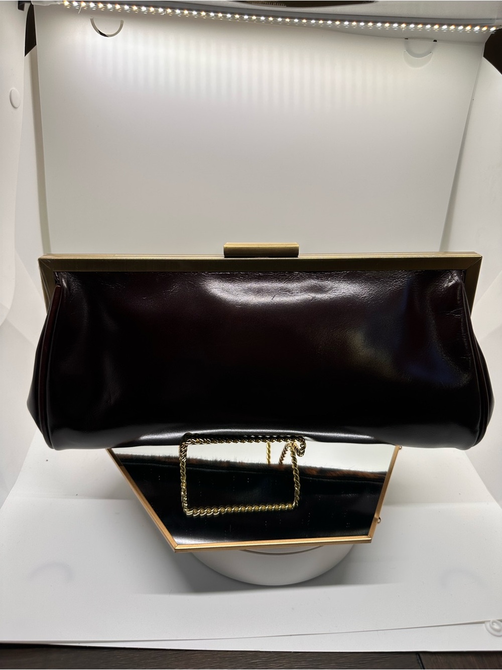 Leopard Print Frame Clutch - Brown - Picture 2 of 10
